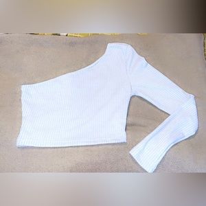 One shoulder top light blue